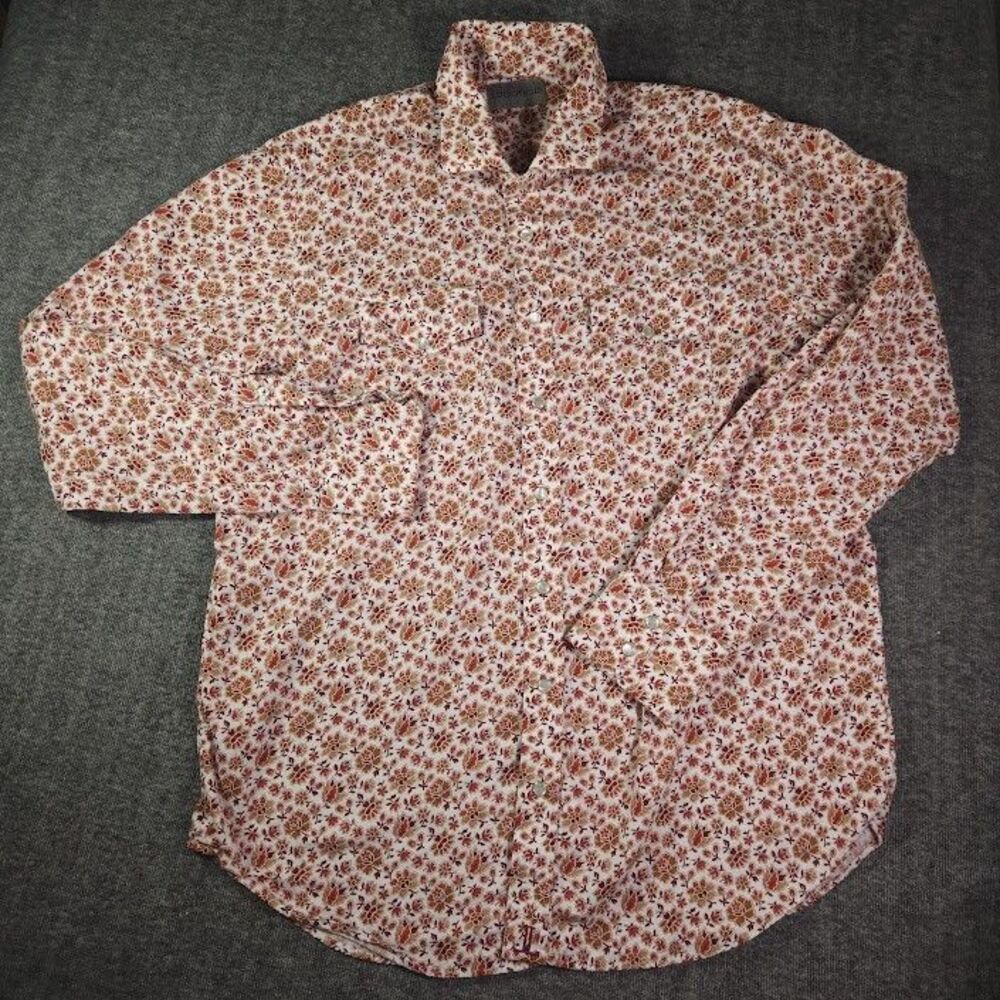 RARE Lucchese Pearl Snap Mens XL Button Up Autumn Floral Germany Made Mint Cond.